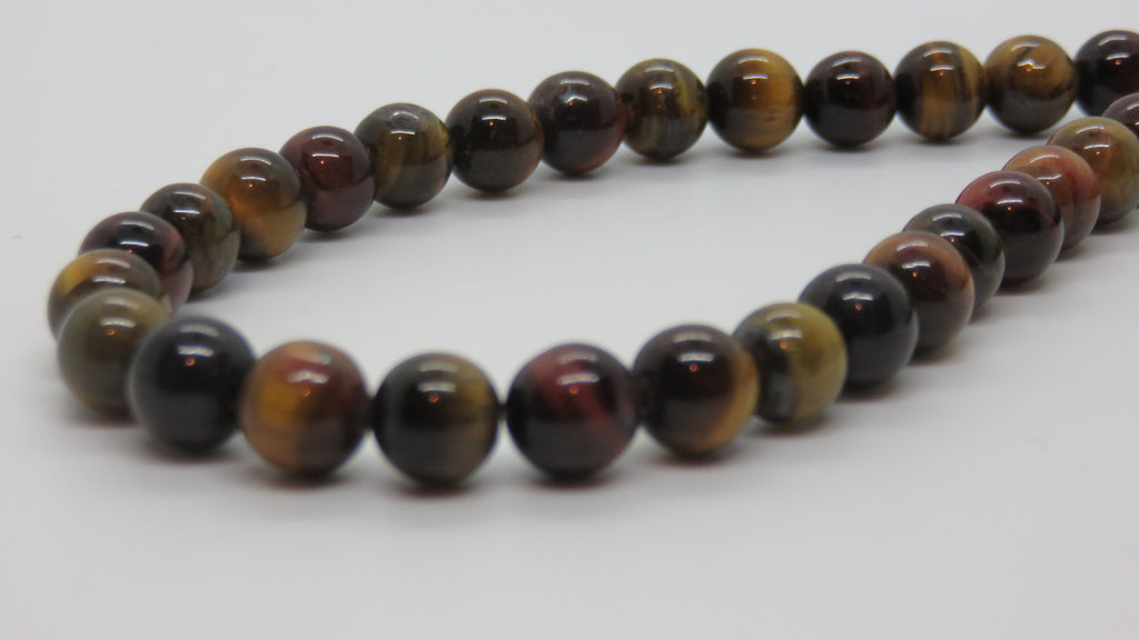 Fil De Perles En Oeil De Tigre - 39cm, 63 Pièces, Boules De 6mm - Fait Main